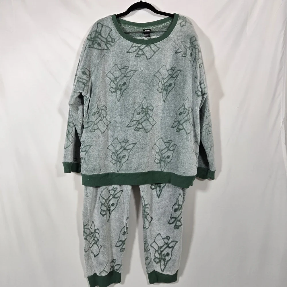 Star Wars The Mandalorian Pajama Set Adult Fleece Lounge Set Grogu Baby Yoda Shi